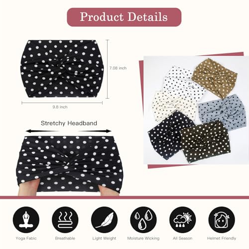 Image of Tobeffect 7 Inches Polka Dots Headbands for Women, Extra Wide Fashion Turban Headband for Women's Hair, Large Thick Hairbands Bandana Head Band Accessories for Wig, Workout, Yoga, Sports