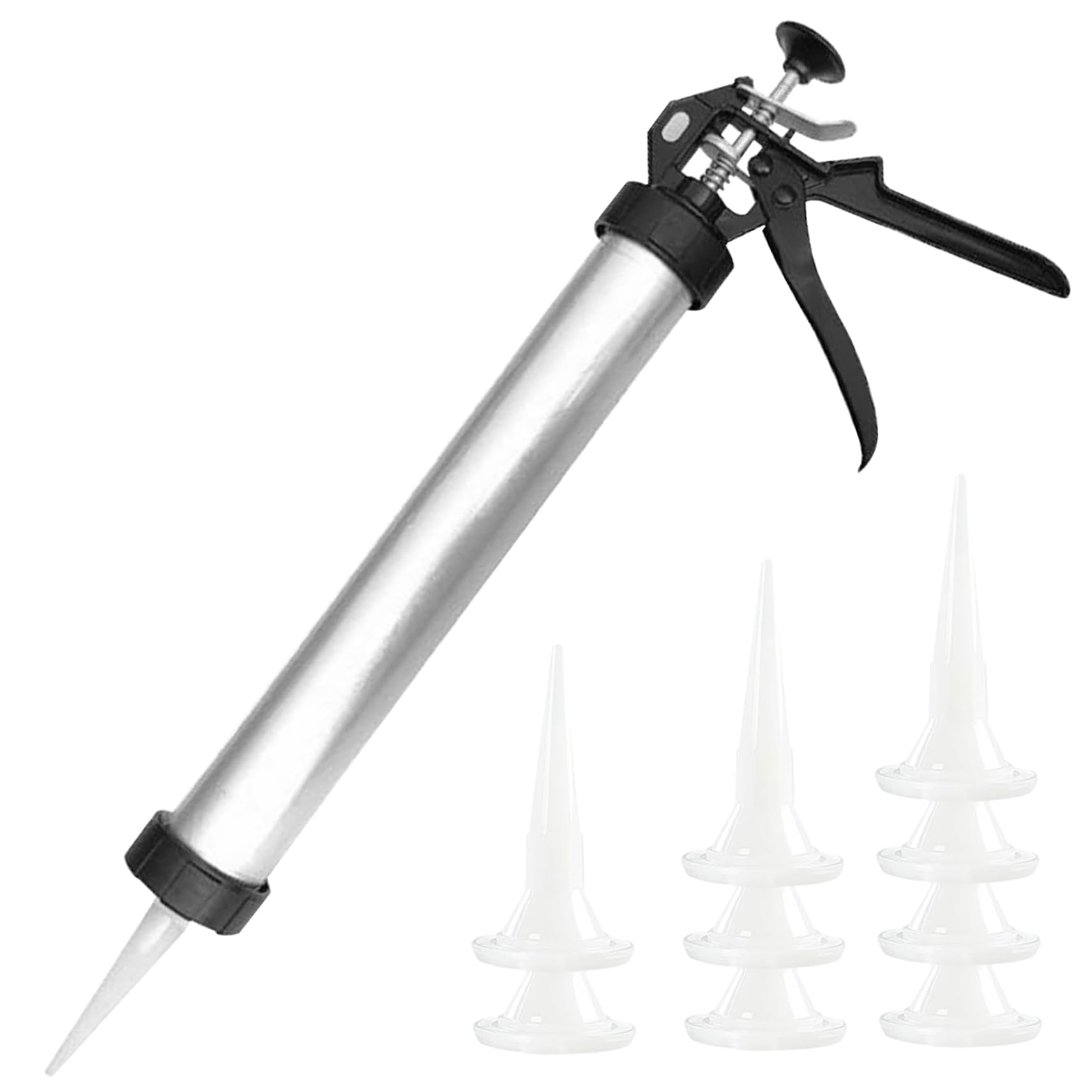 Caulking Tool Gun 20 Oz Sausage for Household Caulking, Soft Hard Glue Gun with 10 Nozzles Adhesive Sealant Tool Kit