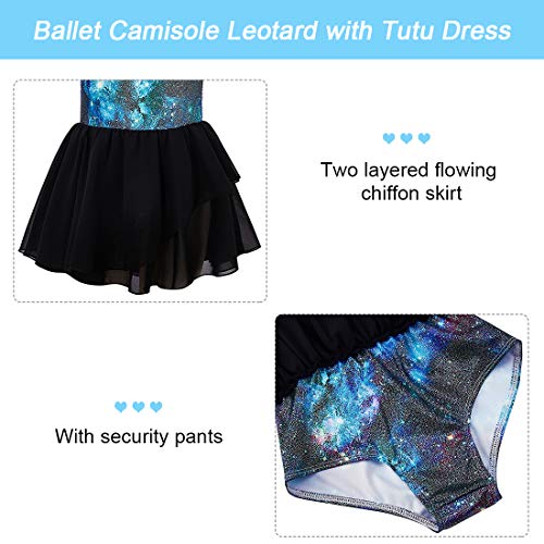 image for uideazone Youth Girls Sparkly Ballet Leotard 6-7 Years Camisole Dress 