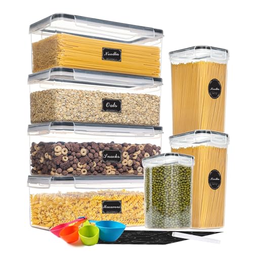 Comfivibe Boite rangement cuisine, Boite hermetique alimentaire, 7 Pièces Bocaux rangement cuisine, avec 16 étiquettes, 1 marqueur et 3 tasse à mesurer,...