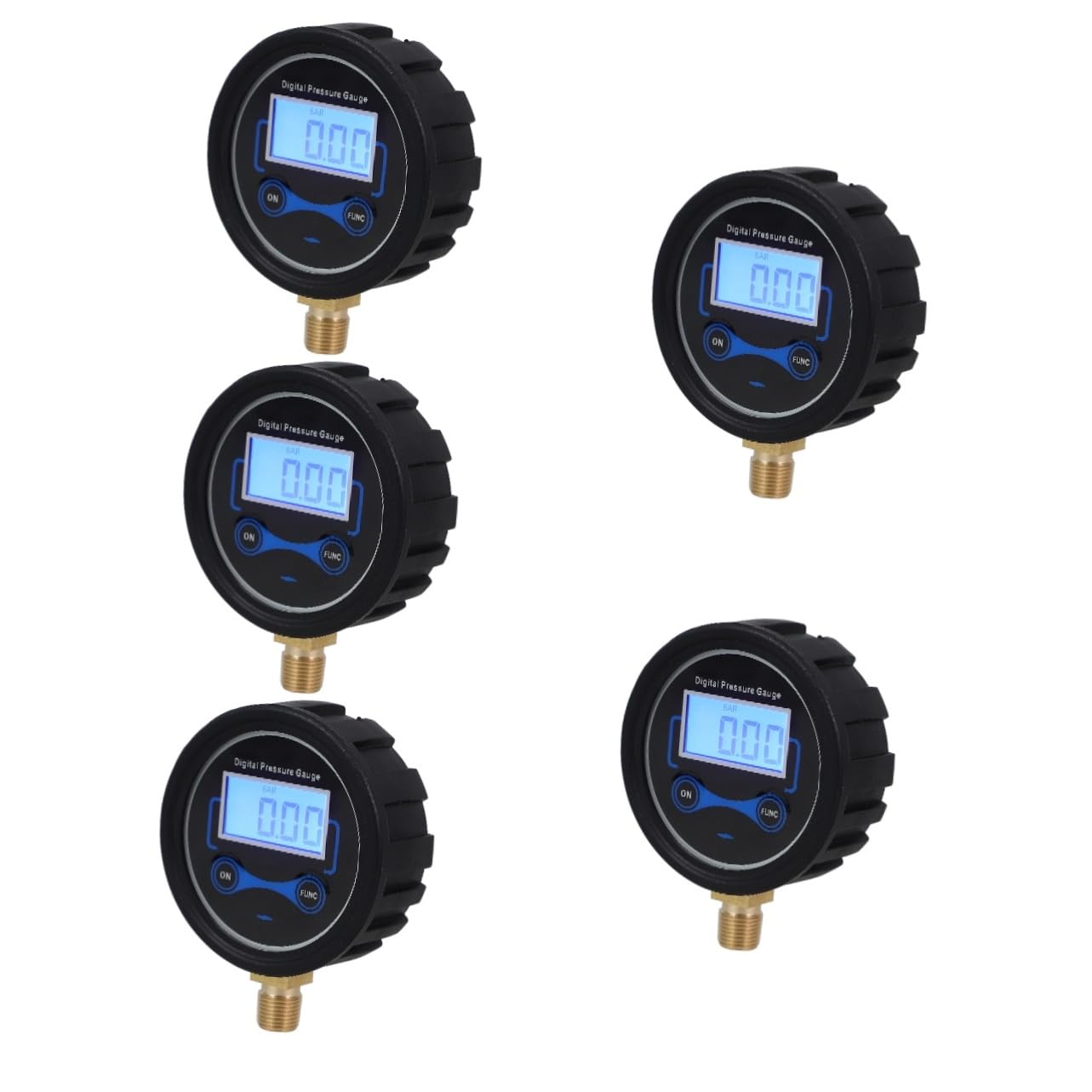 Cabilock 5 Piezas Manómetro de pantalla digital con monitor de presión de coche presión de aire probador de presión de neumáticos de coche medidor de neumáticos de coche el plastico Negro