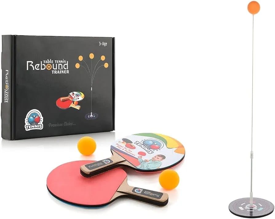 V R Toys Table Tennis Trainer Toys For Kids & Adults|Rebound Rackets And Balls Base Training Practice Set|Outdoor Indoor Games For Boys & Girls