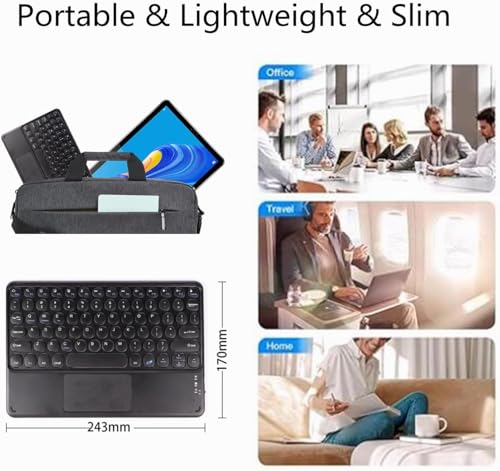 Image of FKU Rechargeable Bluetooth 5.0 Keyboard with Touchpad,78 Keys Ultra Slim Quiet Wireless Keyboard with Trackpad, Compatible Multimedia Keyboard for PC, Tablets, Smartphones, Laptops (Pink)