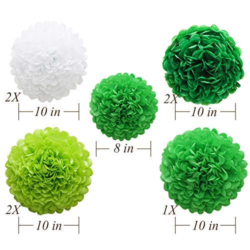 Image of ADLKGG Green St Patricks Day Party Decorations, Hanging Round Paper Fans Pom Poms Flowers for Graduation Wedding Bridal Shower, Golf Themed Birthday, Fiesta Party Indoor Outdoor Accessories