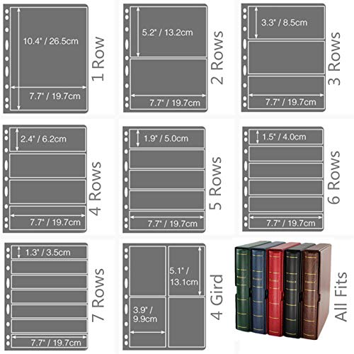 Mudor Stamp Pages For Stamp Album Binder, 10 Sheet (20 Page) 7 Rows Pages For Stamp Collectors, Professional Pack (7 Rows) #TOP7