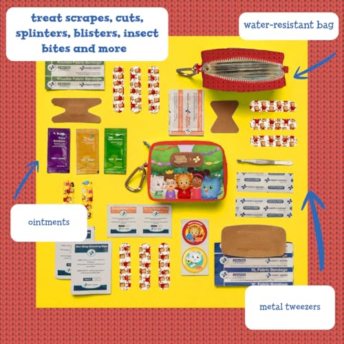 Image of KeepGoing Daniel Tiger's Small Travel First Aid Kit Kids - 60 Pc. Mini First Aid Kit for Purse, Diaper Bag, & Backpack with Latex-Free Bandages - 4 Oz., & 4.5 x 3.5 x 2 in, TSA-Approved