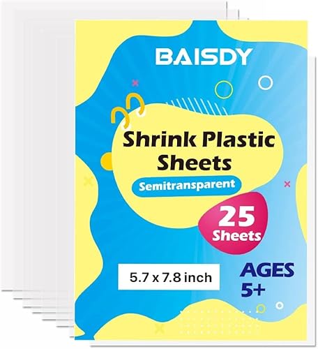 BAISDY Plastique fou porte clé 25 feuilles Shrink Plastic Sheets, 14.5*20cm Cover