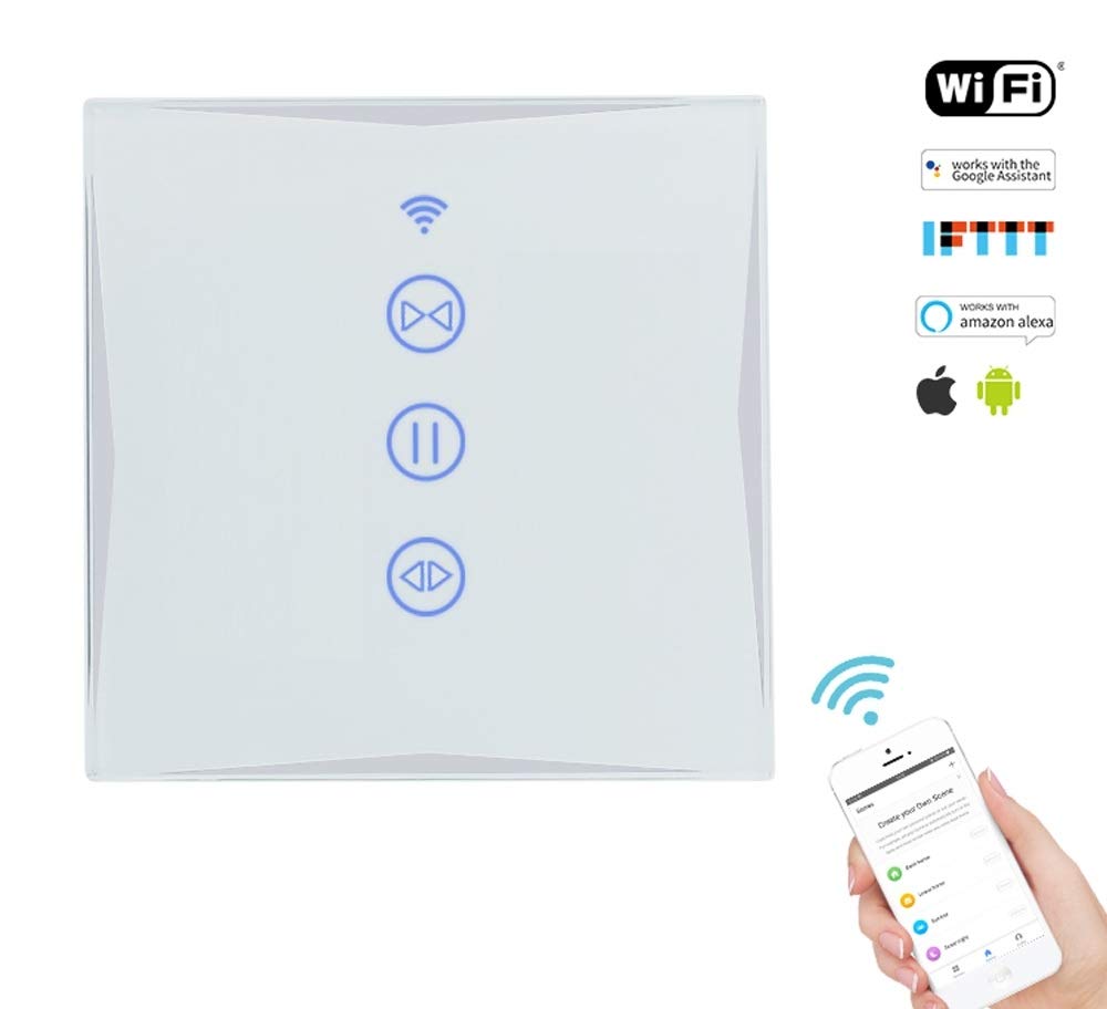 Interruptor inteligente para persianas WiFi App Touch Google Home Amazon Alexa HL0607-11, color blanco