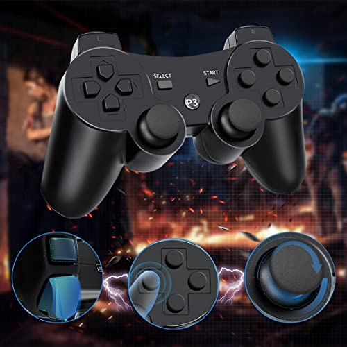 Dianven Playstation 3 Controller Wireless For Sony Ps3 Controller Control For Ps3 Remote With Double Shock 3/Motion Sensor/Bluetooth, Usb Charger Cable, 2 Pack(Black&Black) #TOP4