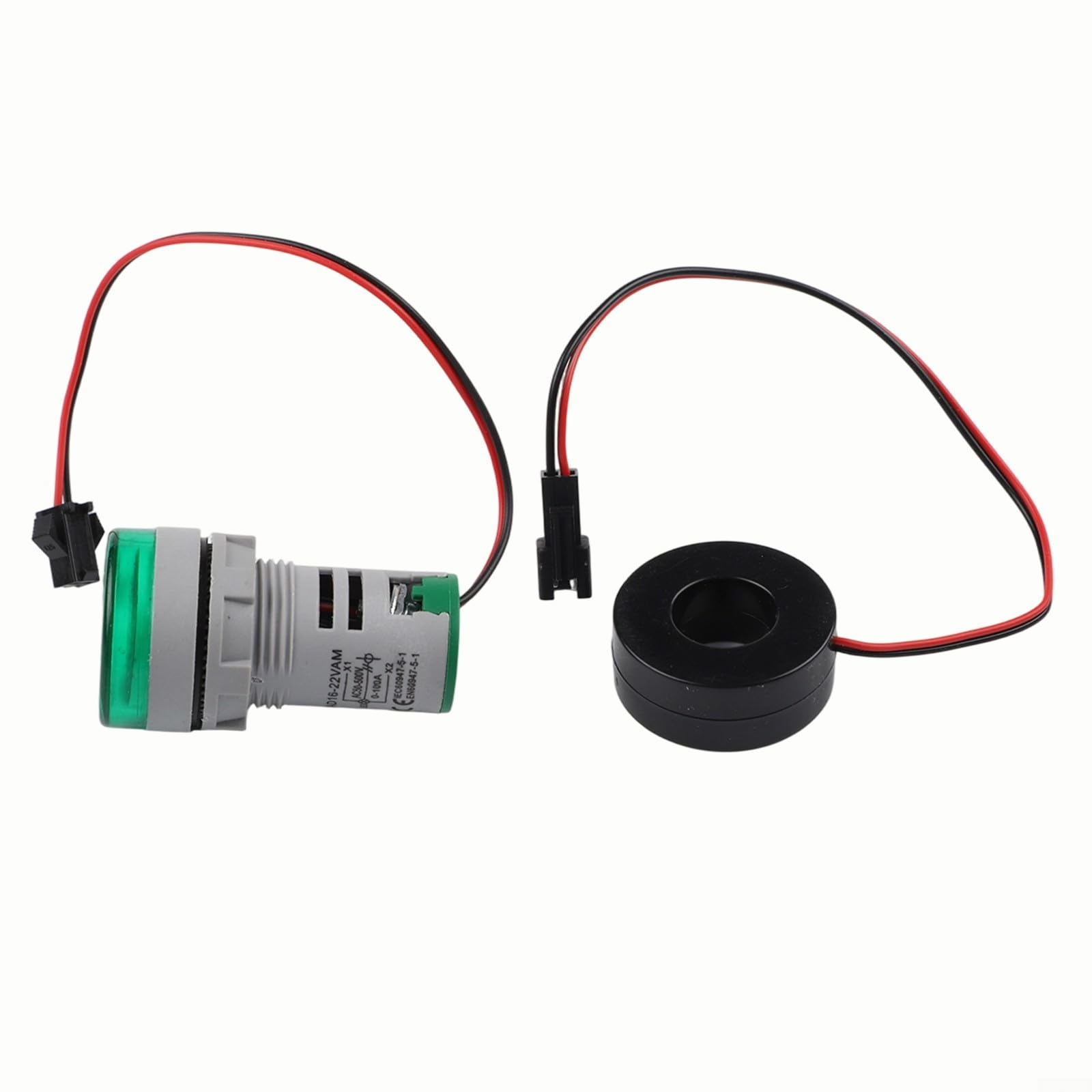 Digital AC Voltmeter and Ammeter with LED Display, 50-500V Voltage & 0-100A Current Measurement, 28.3mm Round Panel Mount Indicator for Indust(Green)