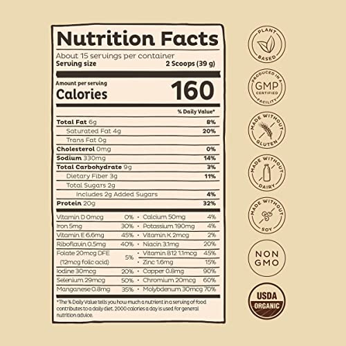 Kos Plant Based Protein Powder, Chocolate Usda Organic - Low Carb Pea Protein Blend, Vegan Superfood With Vitamins & Minerals - Keto, Soy, Dairy Free - Meal Replacement For Women & Men - 15 Servings #TOP3