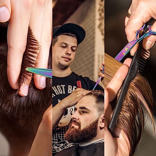 professional hair cutting shears set6 inch barber hair cutting scissors kithairdressing thinning shears for hair cuttingsharp blades haircut scissors kit for womenmenkids rainbow rainbow