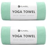 Eunzel 2 Pack Hot Yoga Towel, Non-Slip Yoga Mat Towel with Grip Dots Stickyfiber Sweat Absorbent Towel for Hot Yoga, Pilates and Workout 72" x 24", Green