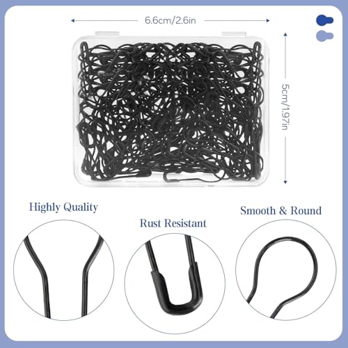 Safety Pins Small Safety Pins Black Safety Pins Set Mini Safety Pins 120 Pieces Bulbs Pins Jewellery for Jewellery Making and Crafts Sewing - Image 2
