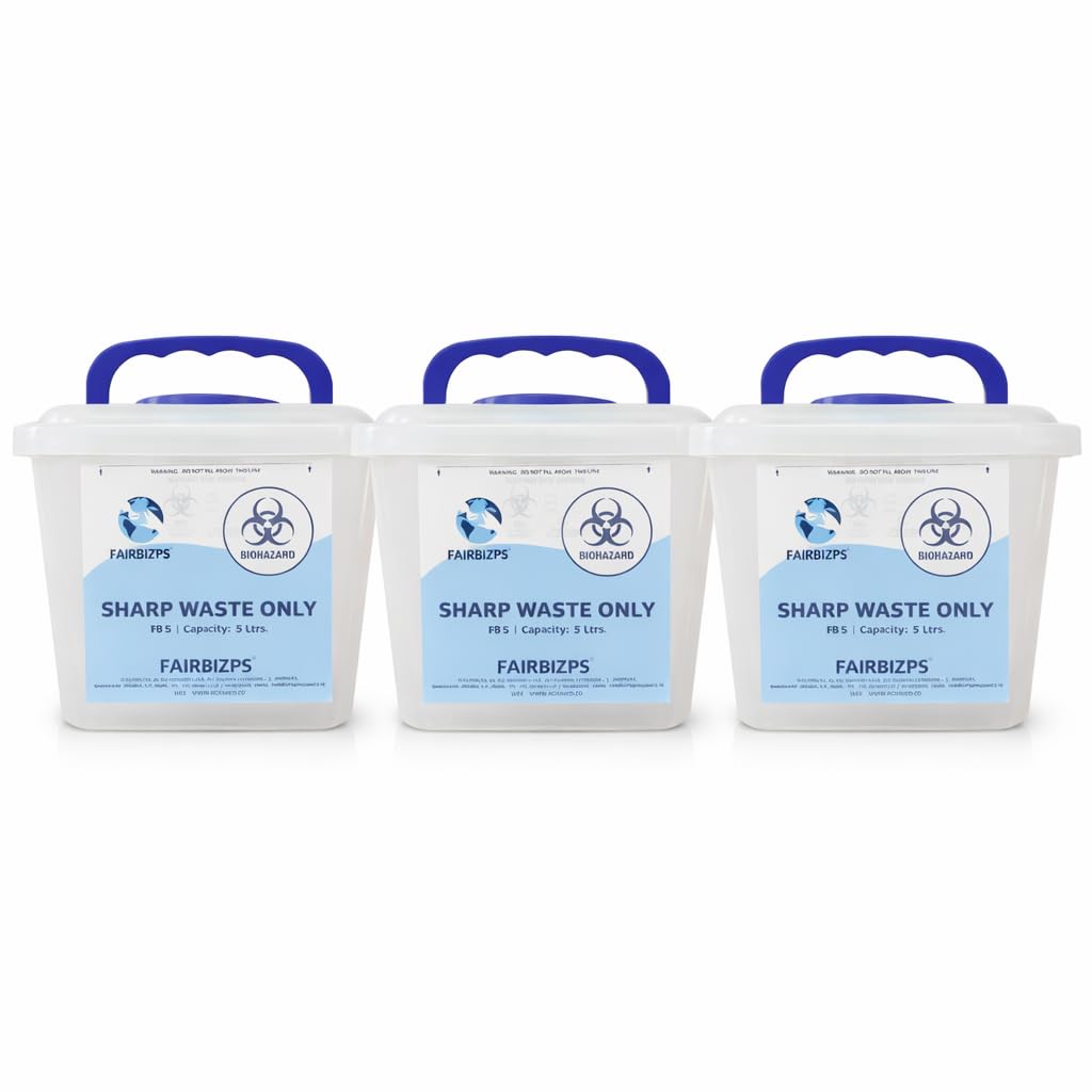 FAIRBIZPS 5L Bio-Medical Sharps Container, White, Plastic & Metal, Rectangular, 3 Pack-image-45