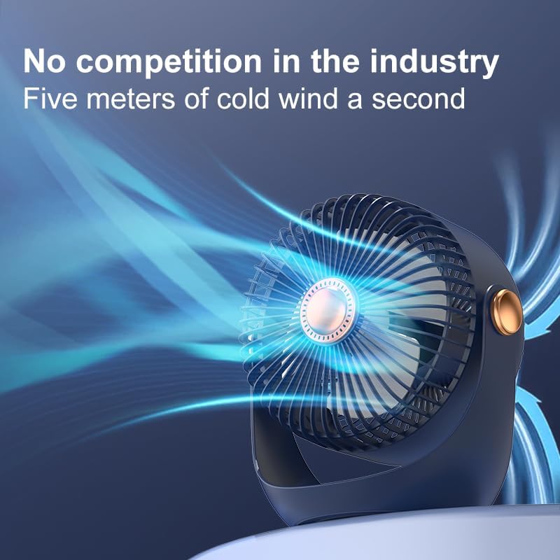 Image of SKYTONE Table Fan For Home | High Speed-Ultra-quiet, 360 Adjustment for Better Cooling-Fan-Upto 8 Hrs. Runtime-3 Speed Modes Portable fan for Home, Office, Kitchen (NAVYBLUE)