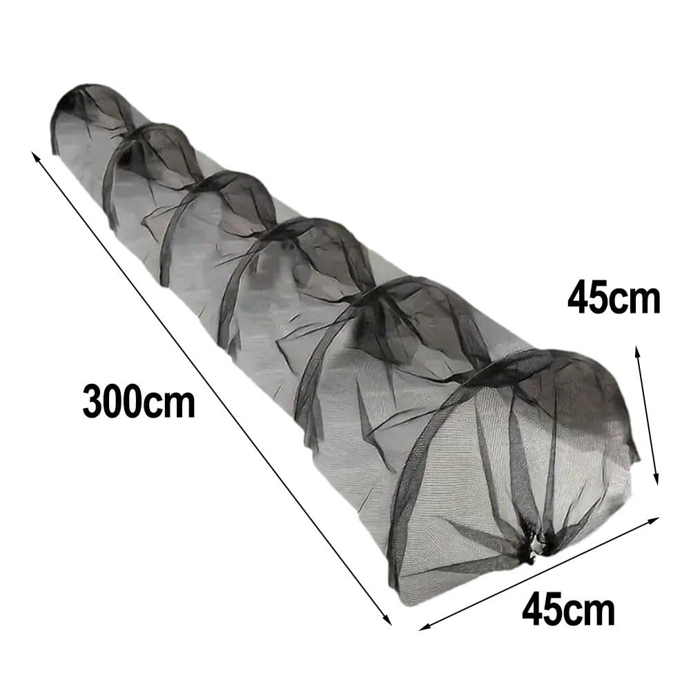 HpLive Tunnel de jardin en maille noire - 300 x 45 x 45 cm - Résistant au gel - Protection contre les intempéries