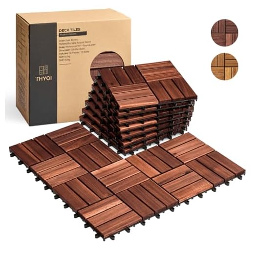 23 Stunning Paver Walkway Ideas to Elevate Your Outdoor Space 2 THYOI Set 10 Premium Deck Tiles, Interlocking Deck Tile, Wooden Patio Flooring Outdoor Waterproof, Acacia Wood Decking All Weather for Balcony Indoor and Outdoor Use (Dark Brown, Round Joints)
