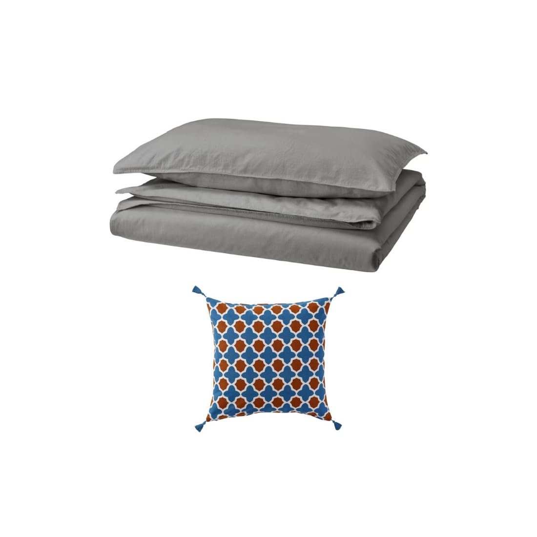 Ikea ÄNGSLILJA Duvet Cover and Pillowcase Set, Grey, 150x200/50x80 cm-image-32