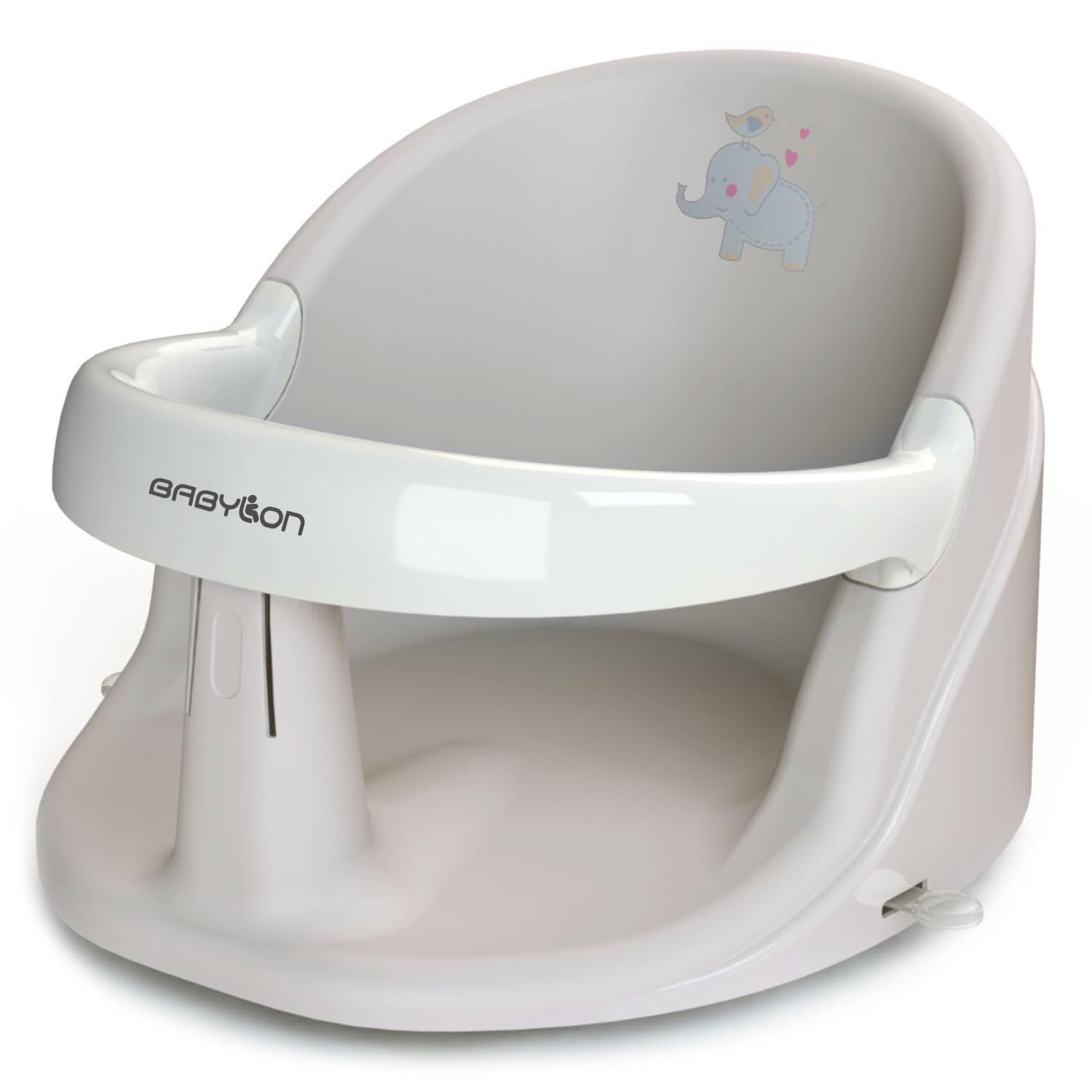 BABYLON Seggiolino da bagno Nemo – Seggiolino bagnetto per neonato da 6 mesi, Sedia da Bagno con 4 ventose antiscivolo, Seggiolino doccia neonato e vasca, grigio/bianco