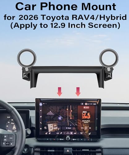 Image of Car Phone Holder for 2026 Toyota RAV4 /RAV4 Hybrid 12.9 inch Screen Accessories | MagSafe Strong Magnetic Clip Cell Phone Mount, 360 Rotatable Hands-Free Holder, Not Block Air Vents