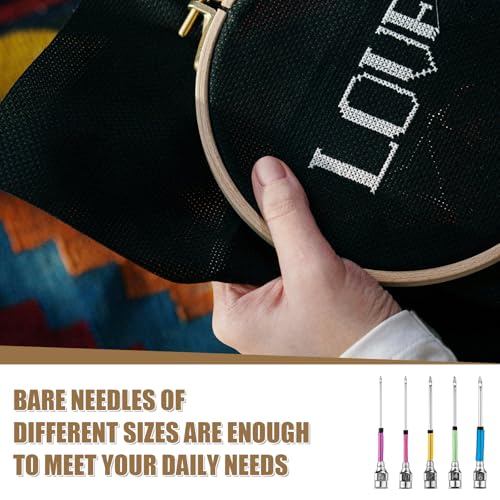 Image of 7pcs Punch Needle Embroidery Kit With 5 Sizes Threader Heads, Sewing Art Tools, Pen for Adult Beginners, Embroidery Floss, Cross Stitching Craft Supplies
