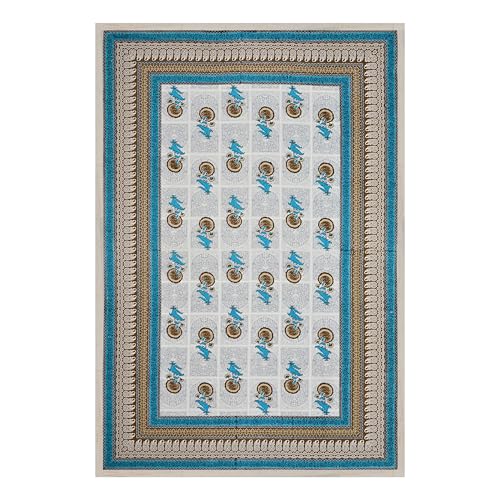 Image of 100% Cotton Single Bedsheet with 1 Pillow Cover | 240 TC Pure Cotton Flat Bed Sheet | Traditional Jaipuri Printed Bedding Set | Soft & Breathable | 60 x 90 Inch (Rangmahal Single 03)