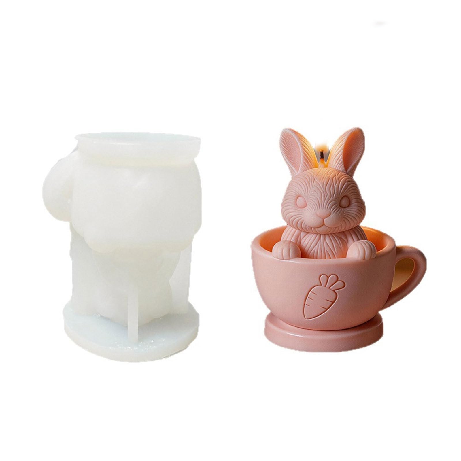 Zxfdsfdbnm Charm Rabbits in Tea Cup Silicone for Crafting Scented and Decorative Items Tea Cup Candlewax