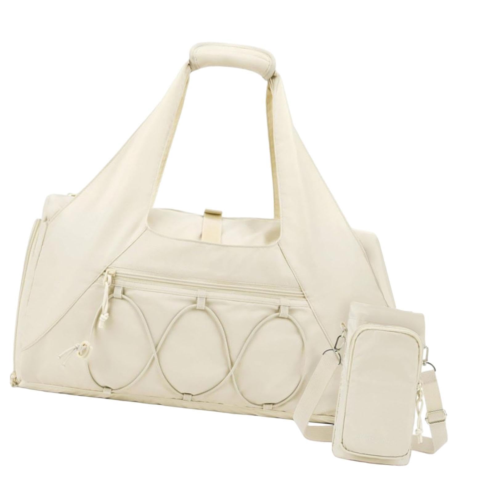 Gym Bag for Women with Wet Pocket Portable Tote Bag for Sports Workout Dance Beige-image-39