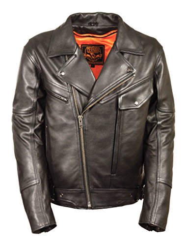 Milwaukee Leather Men's Motorcycle Jacket with Utility Pocket (Black, X-Large)