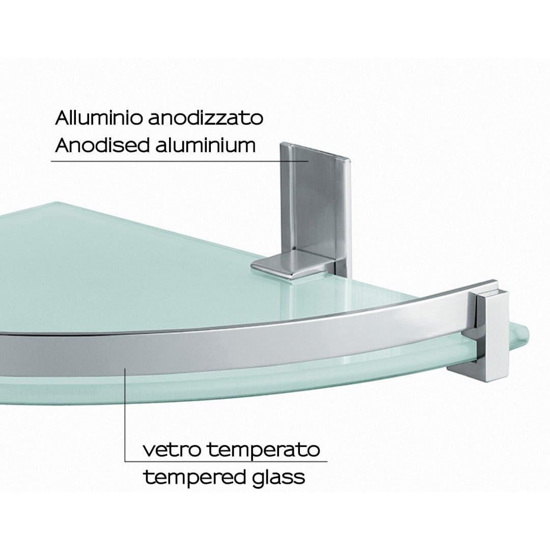 Kiamami Valentina - Angoliera Doccia Portaoggetti In Alluminio E Vetro Temperato | Calatea