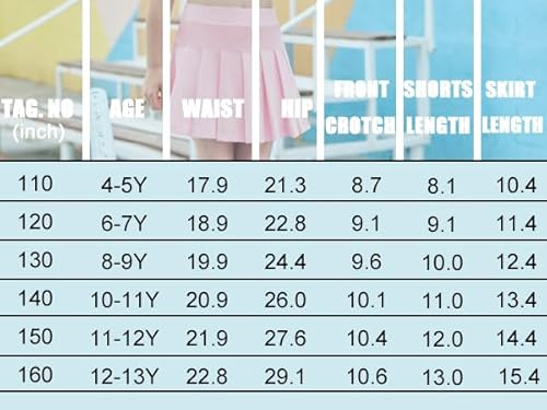 Arshiner Faltenrock Mädchen Tennisrock Plissee Sommerrock Blau Sportrock Hohe Taille Golf Skorts Schuluniform Rock 160/12-13 Jahre