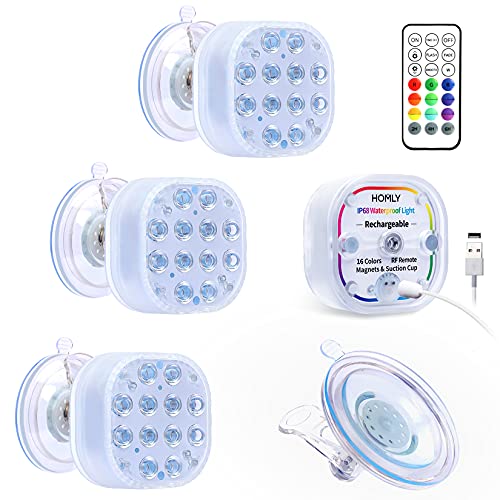 RECHARGEABLE SUBMERSIBLE LED LIGHTS HOMLY POOL LIGHTS REMOTE LARGE