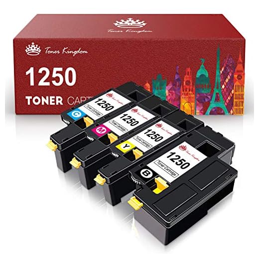 Toner Kingdom Compatible Toner Cartridge Replacement for Dell 1250 to use with 1250C C1760NW C1765NFW 1350cnw 1355cn 1355cnw C1765NF Printer 810WH C5GC3 XMX5D WM2JC (4-Pack, Black Cyan Magenta Yellow)