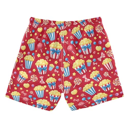 Boys Swim Trunks Quick Dry UPF 50+ Beach Board Shorts Kids Bathing Suits Swimsuit 2T Popcorn Lollipops Candies2