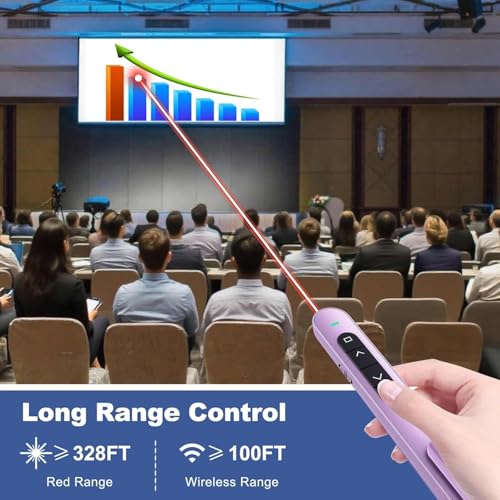 Image of rts 2-in-1 USB Type C Laser Light Pointer Wireless Presenter for Presentation Clicker Slide Changer, USB Power Point Remote Control Pen for Presentations RF 2.4GHz, Mac, Computer, Laptop Purple