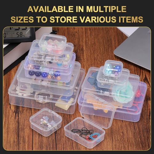 Petites boîtes de rangement rectangulaires plastique transparent avec couvercles lot de 20