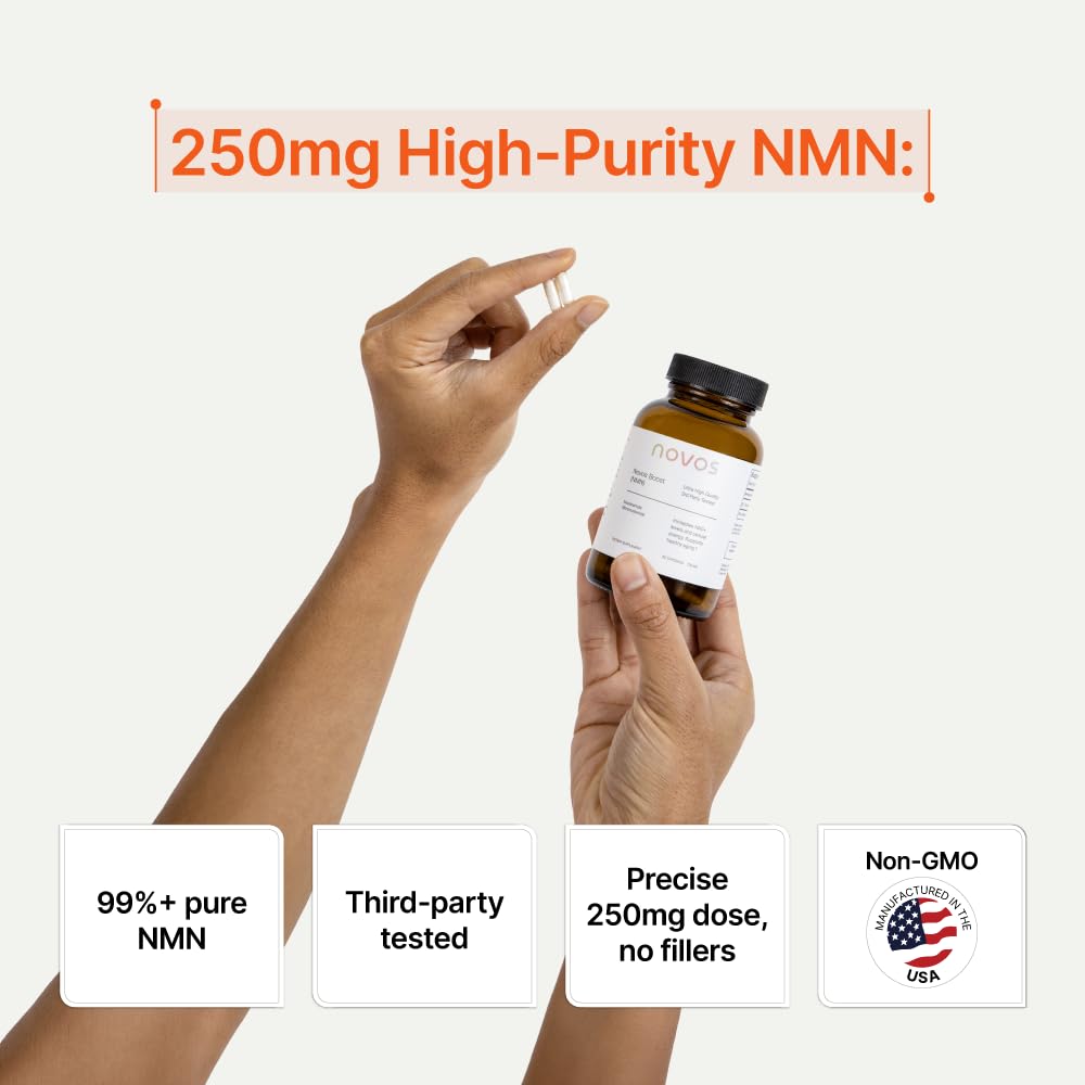 Novos Boost NMN 250mg Supplement, 60 Vegan Capsules, 30 Servings — Amazon image 3