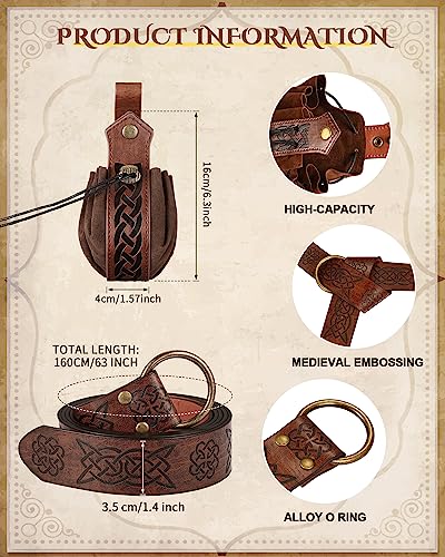 Jiuguva Women's Renaissance Corset Waist Belt Medieval Viking Belt Medieval Leather Belt Pouch Costume Accessories2