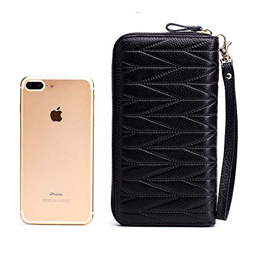 YOUNGSUN Womens Walllet RFID Blocking Leather Credit Card Wallet Money Organizers Holder Coin Purse Zipper Pockets Large Capacity Multi Card Case (Black,One Size)4