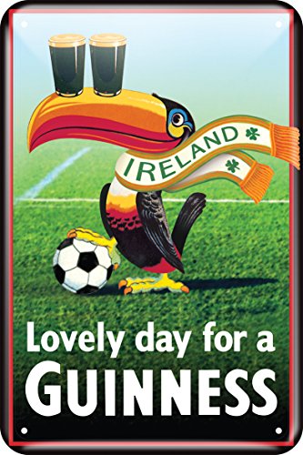 Guinness Metal Sign With Iconic Toucan With Football Design (20Cm X 30Cm)