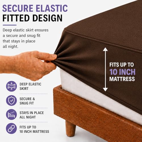 Image of Babylee 100% Waterproof King XL 78x72 Inch 6.5x6 Ft Fits Upto 10 Inch Mattress | Premium Terry Cotton Breathable Bed Protector | Mattress Cover for Double Bed | Coffee