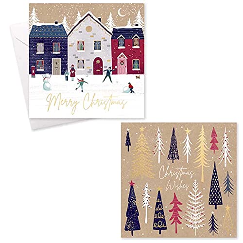 Tarjetas navideñas con diseño navideño en caja con 20 tarjetas en 2 diseños tradicionales y sobres Cover