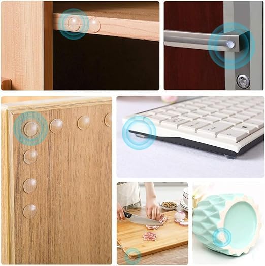 Image of Ducki 6-Square Silicone Wall Protector for Door Handle and Furniture Accessories Self Adhesive Bumper Guard Stopper Pads (Transparent-100Pcs, Transparent-100Pcs)