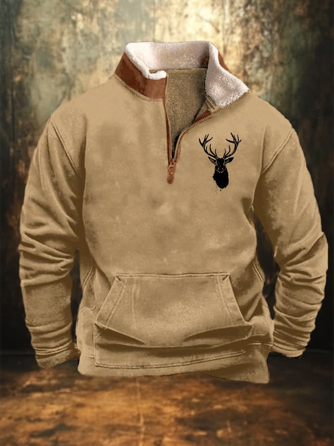 HOTYD Mens 1/4 Zip Fleece Stand Collar Sweatshirt Aztec Graphic Oversized Long Sleeve Pullover Western Hoodies wth Pocket2