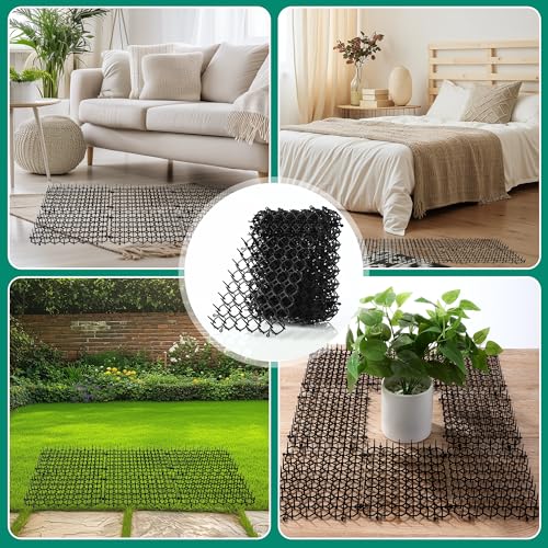 ACOMTUO 15 Stück Dornengitter Gegen Katzen 15x20cm,Katzenschreck Gitter mit 12 Erdanker,Katzengitter für Garten Katzenabwehrmatte,Katzenabwehr Matte für Garten, Anti Katzen Matte