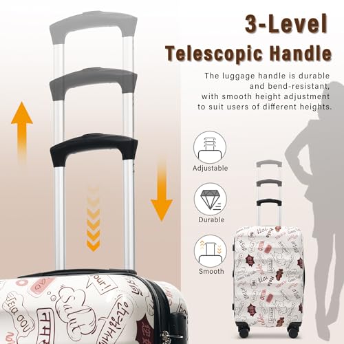 ALICUS 3-Piece Hardshell Luggage Set, PC+ABS Material, 20/24/28 Inch, TSA Lock, Spinner Wheels, Expandable Design for Travel (White)4