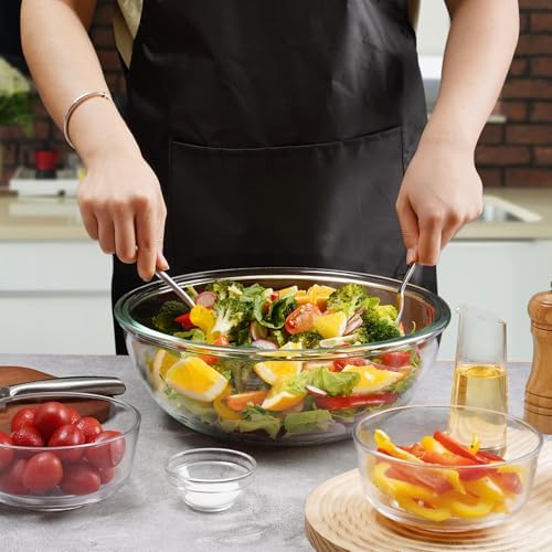 NUTRIUPS 6.3QT Large Glass Mixing Bowl, 11 inch Large Salad Bowls for Serving, Big Glass Bowls for Sourdough - Thumbnail 5