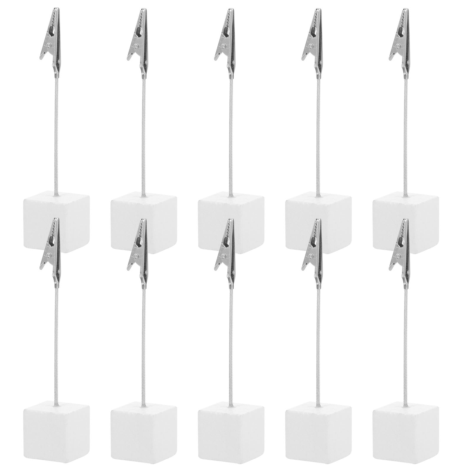 Porta Memo a Clip Base Cubo 10 Pezzi in Legno Argento