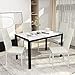 AWQM 5-Piece Faux Marble Dining Table Set, Rectangular Table and 4 PU Leather Chairs, Dining Table Set for 4, Kitchen Table and Chairs for Living Room, Dining Room, Breakfast Nook (White+Beige)